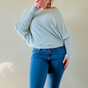 Free People Long Sleeve Light Blue Long Sleeve Top